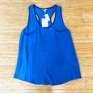 Joie Blue Silk Racerback Tank Top Size L